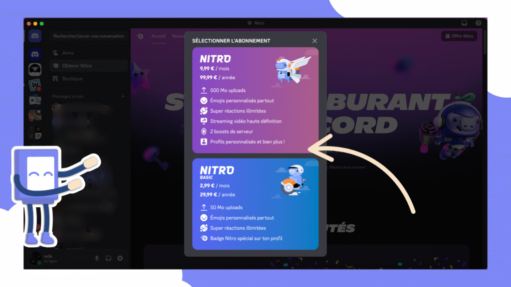Comment prendre un abonnement Nitro ? Enfin, vous allez pouvoir choisir quel abonnement vous souhaitez et le type de paiement (1x par an ou un abonnement mensuel)