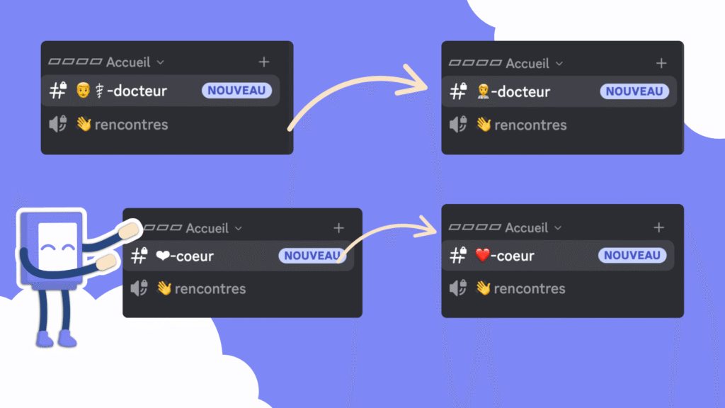 Emojis combinés dans le nom des salons sur Discord