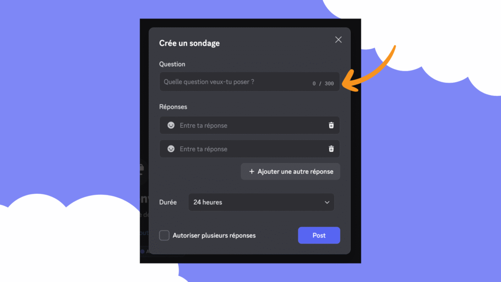 Comment créer un sondage Discord : écrire une question