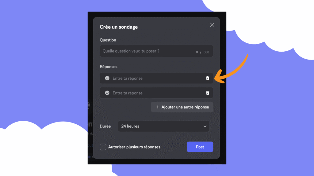 Comment créer un sondage Discord : écrire des réponses