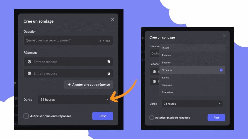 Comment créer un sondage Discord : choisir la durée du sondage