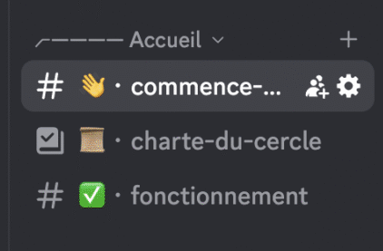 Partie accueil sur Discord