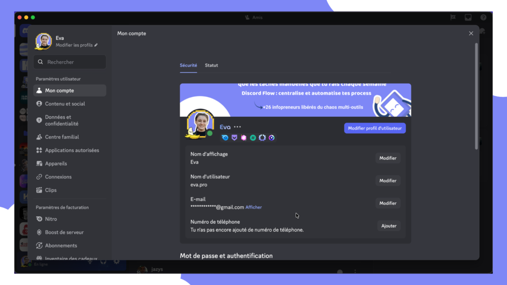 Nouveaux paramètres utilisateur Discord