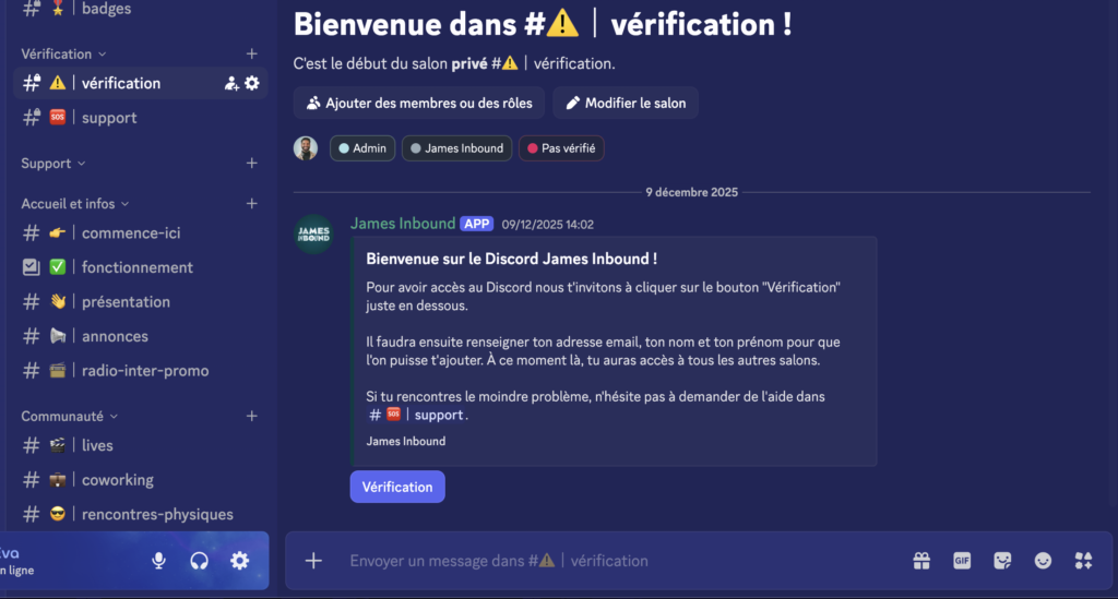 James Inbound - Vérification automatique sur Discord